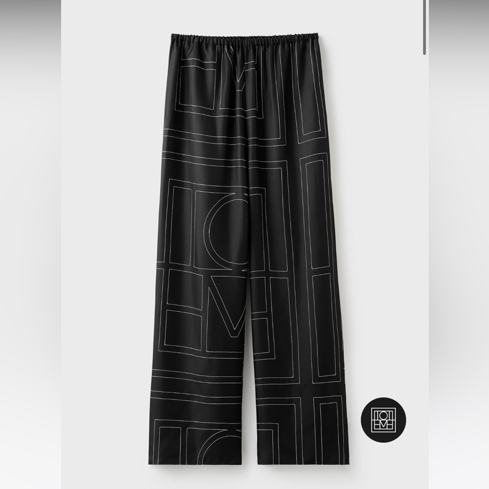 Toteme Black Graphic Wide-Leg Pants NWT